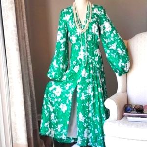 ALEXIS Kazmera Green Floral Maxi Long Sleeve Formal/Cocktail Dress Size 6!